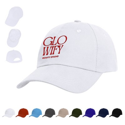 6 Panel Low Profile Unstructured Cotton Twill Baseball Cap