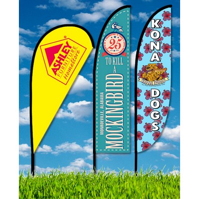 Zoom 3 Feather Flag w/ Stand - 10' Double Sided Graphic w/Spike Base